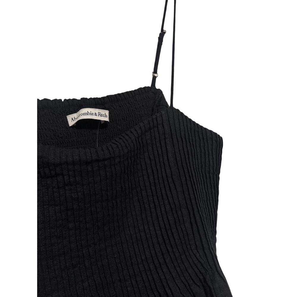 Abercrombie & Fitch Black Ribbed Peplum Crop Top L - Picture 8 of 9